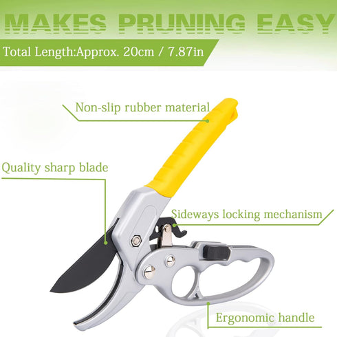 Ratchet Pruning Shears Heavy Duty,Ratchet Pruner Ratchet Clippers with Reinforced Design Handle Work 3 Times Easier for Arthritis Weak Hand...