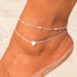 Layered Anklets Women Heart Silver Ankle Bracelet Charm Beaded Dainty Foot Jewelry for Women Summer Barefoot Beach Anklet...