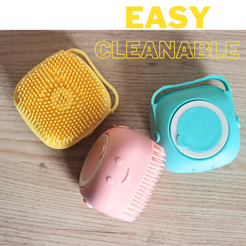 1 Pc. Pet Bath Brush with Shampoo Dispenser - Soft Silicone - For Dog, Cat, Puppy - Dog scrubbers, Pet Soap Brush, Stuff for Dog & Cat, Puppy Sham...