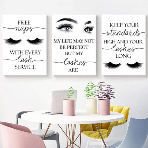 Beauty Salon Wall Decor Eyelashes Guide Poster Makeup Wall Art Decor Esthetician Gift Canvas Print Lash Bundle Fashion Wall Art Modern Artwork for...