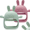 2 Packs Bunny Teething Toys for Babies 0-6 Months,Never Drop Teether for 6-12 Months,100% Food-Grade Silicone Teething Mitten for Babies,Teething ...