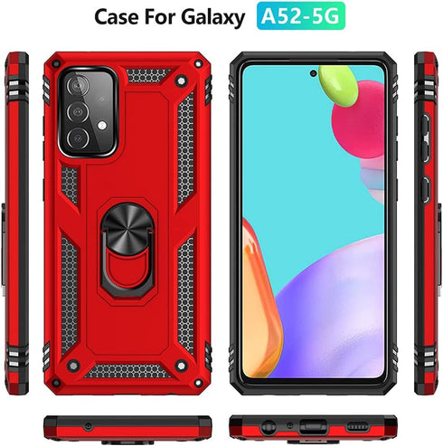 for Samsung A52 Case, Galaxy A52 Case with HD Screen Protector, Military-Grade Ring Holder Kickstand Car Mount 15ft Drop Tested Shockproof Cover P...
