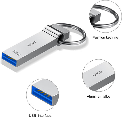USB Flash Drive 230GB Waterproof USB Stick High Speed Memory Stick 230GB Ultra Large Storage Metal Thumb Drive with Keychain Design for Laptop Com...