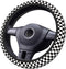 Black White Square Grid Pattern Steering Wheel Covers,Anti Slip Sweat Absorption Elasticity Car Accessories Steering Wheel Protector Universal 15 ...