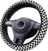 Black White Square Grid Pattern Steering Wheel Covers,Anti Slip Sweat Absorption Elasticity Car Accessories Steering Wheel Protector Universal 15 ...