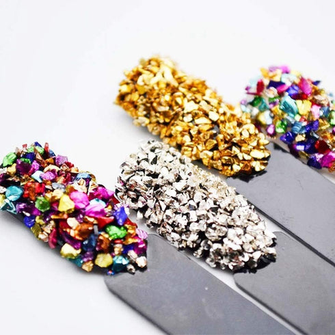 Jmassyang Crushed Glass Irregular Metallic Chips 100g Sprinkles Chunky Glitter for Nail Arts Craft Resin DIY Mobile Phone Case Vase Fillers Jewelr...