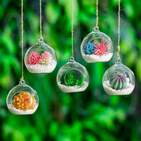 12 Pcs 3.15"/ 8cm Hanging Glass Tealight Holder Globe Plant Terrariums Glass Orbs Air Plants Tea Light Candle Holders Home Decor Indoor Outdoor Ga...