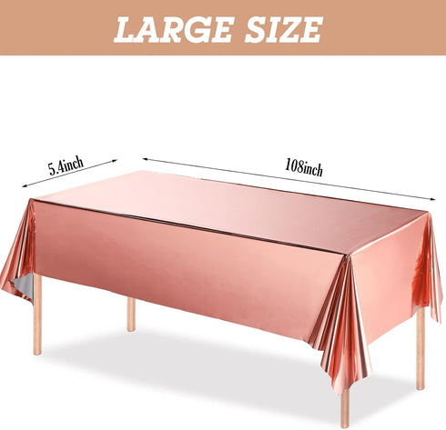 Tatuo 3 Pieces Foil Party Rectangular Table Covers Table Cloth 54 x 108 Inch Shiny Plastic Waterproof Tablecloth Party Desk Cover for Wedding Anni...