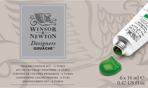 Winsor & Newton Designers' Gouache Primary Color 6-Tube Paint Set, 14ml...