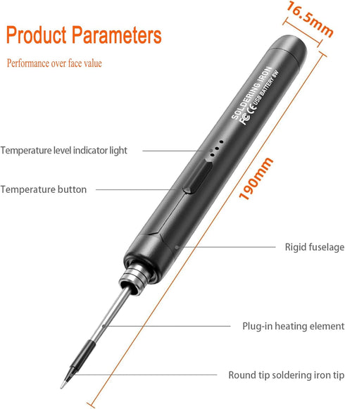 Mini Cordless Soldering Iron Kit,USB Wireless Electric Soldering Iron Pen 10-in-1,3 Temperature Adjustment,Portable and Rechargeable for Home Appl...