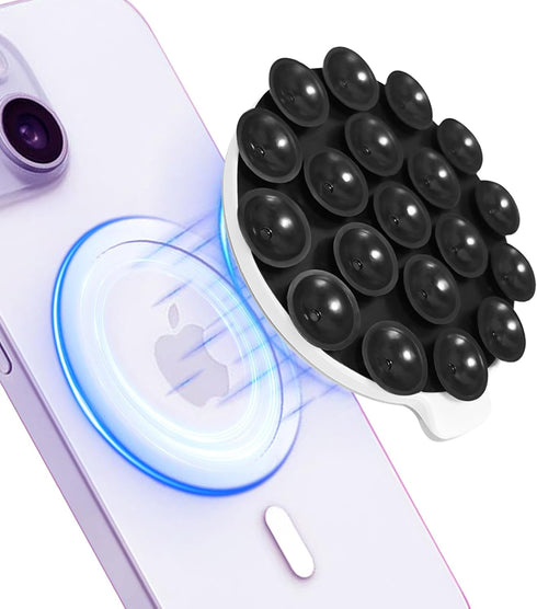 Silicone Suction Cup Phone Mount, Magnetic Silicone Suction Phone Case Stand, Hands Free Mirror Shower Phone Holder, Perfect for Selfies and Video...