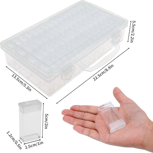 SGHUO 1 Pack 64 Grids Diamond Painting Tool Box Container Craft Storage with Adjustable Dividers for Beads, Art DIY, Crafts, Jewelry, Plastic Orga...