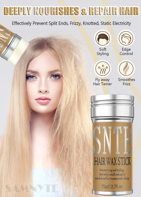 Samnyte Hair Wax Stick, Wax Stick for Hair Wigs, Fly away Hair Tamer Stick for Smoothing Flyaways & Taming Frizz, Flyaways Hair Stick Hair Wax for...