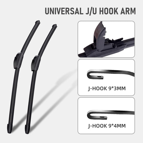 OEM Quality 26" + 18" Universal J/U Hook Front Windshield Wiper Blades, Quiet All-Season Automotive Replacement Blades, Durable Stable Front Winds...