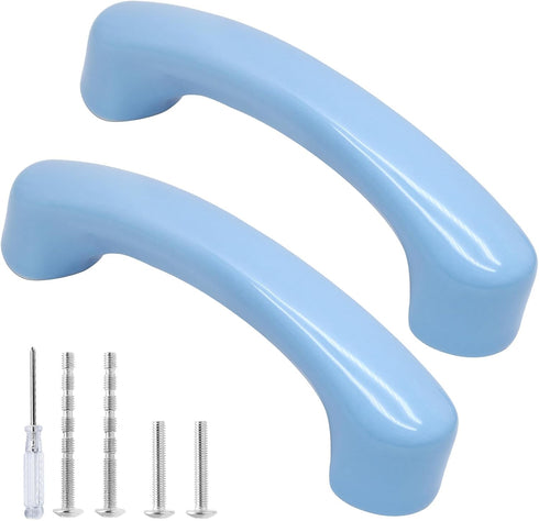 2pcs Ceramic Cabinet Pulls Blue Drawer Knobs, Arch Shaped Dresser Knobs 3-3/4 Inch Cute Kitchen Cabinet Pull Handles, Small Vanity Knobs Hardware ...