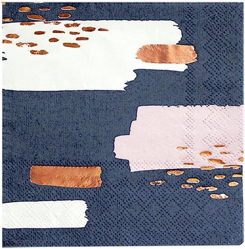 Harlow & Grey Erika Navy Party Napkin Set, 20 Ct, 5” Modern Abstract, Disposable Paper Cocktail, Bar, Dessert Napkins for Birthday, Wedding, Showe...