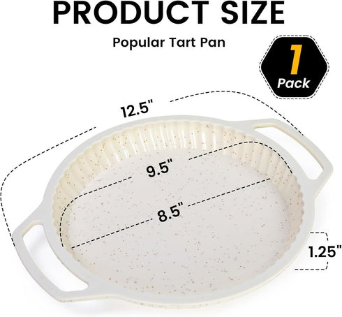 Silicone Pie Pan Non-Stick, 9 Inch Tart Pan Easy Release, Pie Dish with Handle, Quiche Baking Dish With Ruffled Edge for Microwave, Dishwasher, an...