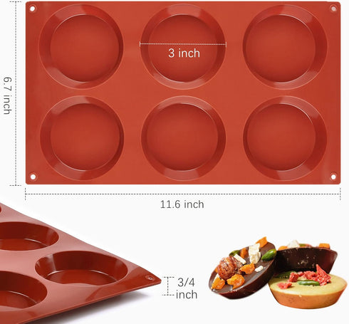 JOERSH 2-PK Silicone Egg Molds Non-Stick 3" Round Muffin Top Baking Pans, Egg Molds for Breakfast Sandwiches, Corn Breads, Whoopie Pies, Shortcake...