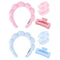 Wecoe Pink Blue Spa Headband And Wristband Set Skincare Headband For Washing Face Hair Claw Clips For Thick Hair Cute Puffy Sponge Bubble Makeup H...