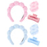 Wecoe Pink Blue Spa Headband And Wristband Set Skincare Headband For Washing Face Hair Claw Clips For Thick Hair Cute Puffy Sponge Bubble Makeup H...
