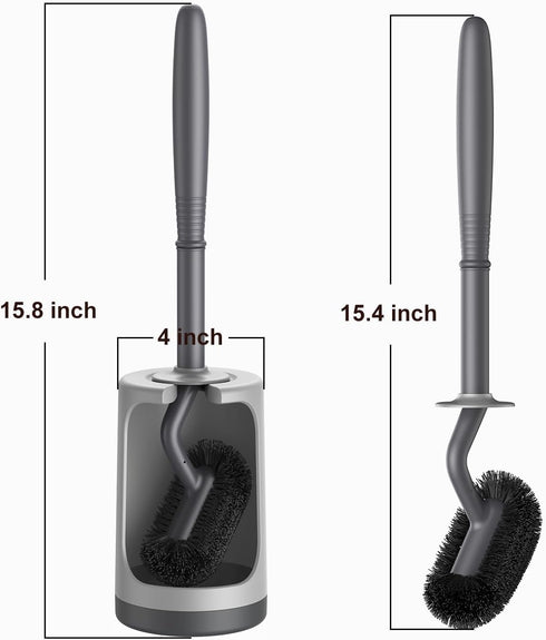 HAMITOR Toilet Bowl Brush Holder Set: Curved Design with Holder for Deep Cleaning Under Rim - Compact Hidden Scrubber for Small Space - Modern RV ...