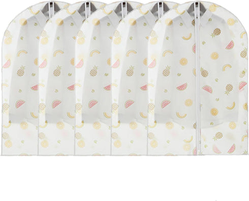 5 Pack Hanging Clothes Covers Clear Clothes Bags Hanging Dust Clothes Protectors Dry Cleaner Home Storage Travel (60×80, Fruit)...