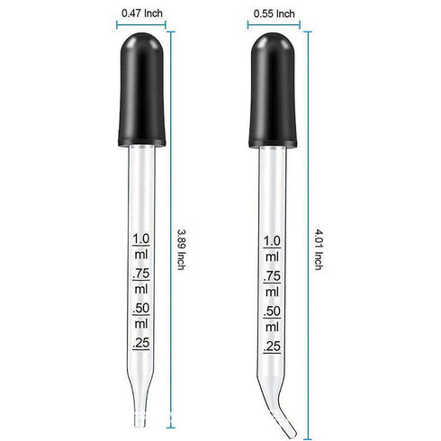 Eye Dropper for Essential Oils, Pipettes Dropper with Black Rubber Head, Calibrated Thick Glass Medicine Dropping Pipettes, 1ml Dropper Measurer, ...