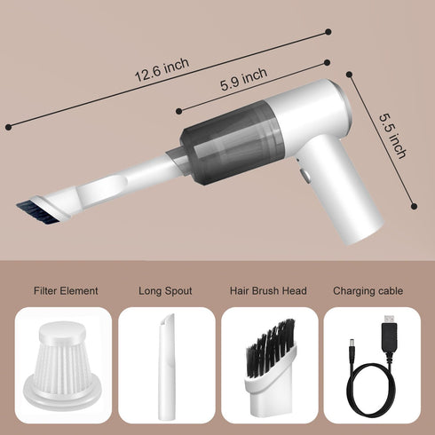 Cordless Handheld Vacuum Cleaner, High Power Rechargeable Mini Portable Vacuum for Home, Office and Car Cleaning (White)...