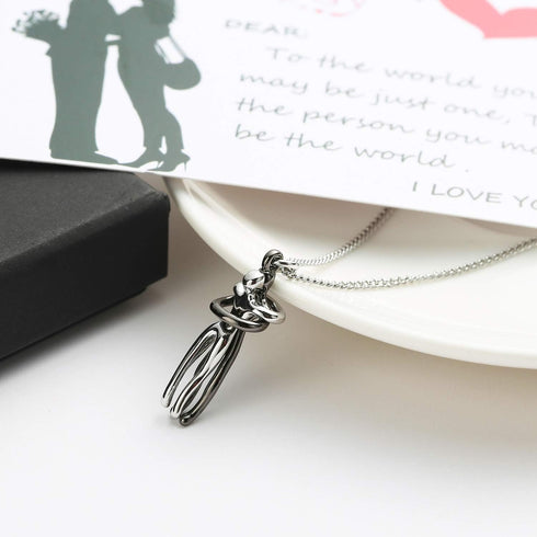 Taouzi Valentine's Day Necklace for Women Affectionate Hug Necklace Couples Necklace for Him and Her Stainless Steel Chain Necklace Valentine's Da...
