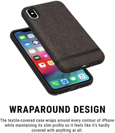 Incipio Carnaby Stylish Slim Protective Case for iPhone Xs Max (6.5") with Soft Premium Fabric and Anti-Slip Grip - Gray...