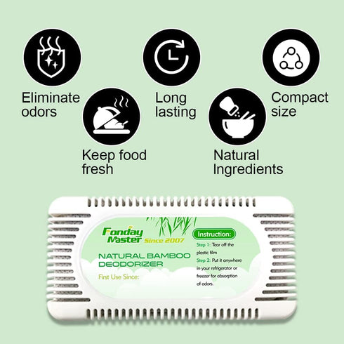 4Packs Refrigerator Deodorizer(60g Each Pack)? Fonday Odor Eliminator for Fridges Freezers Coolers & Lunch Boxes, Bamboo Activated Charcoal Fridge...
