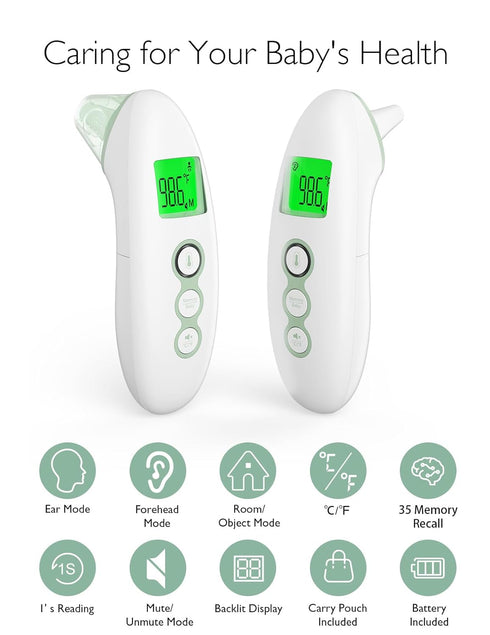 Momcozy Non-Contact Forehead and Ear Thermometer, Digital Infrared Thermometer for Adults and Children, with Child Mode, Fever Alarm Function, Mut...