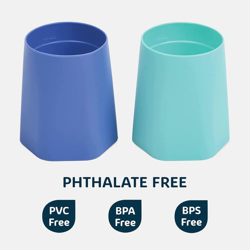 Tiny Twinkle Silicone Baby Cup 2 Pack - Open Training Cup for Independent Drinking, 4 oz (Blue, Mint)...