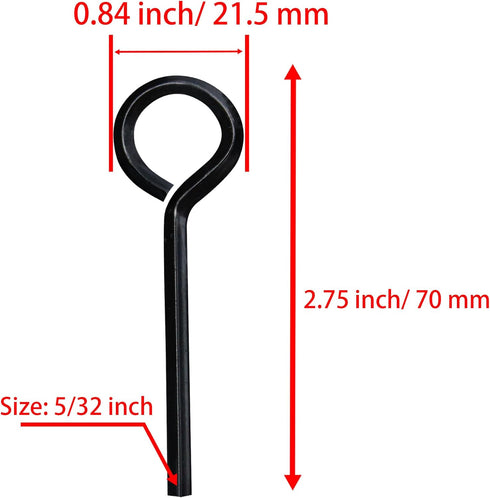 10PCS 5/32” Hex Key Dogging Key with Full Loop, Black Allen Key Ring Wrench Door Key, Solid Metal Six-Edge Screw Driver for Push Bar Panic Exit De...