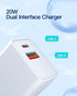 20W USB-C Fast Charger for AirPods Pro 2nd Generation 2023 Gen A2968 with 2 Charging Ports and 6.6Ft C-C AC Power Supply Adapter Cord Cable...