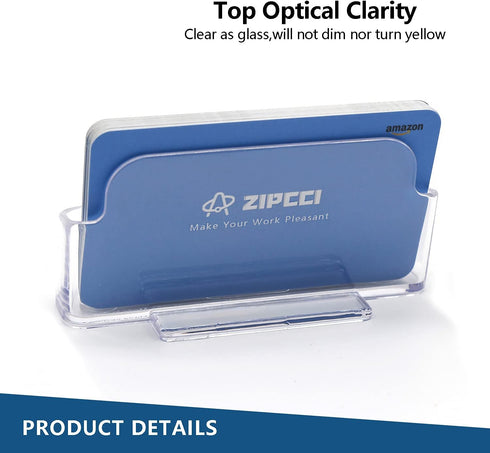 4 Pack Business Card Holder for desk - Office Clear Business Card Holder Stand,Display Plastic Business Card Stand Acrylic Business Card Holder...