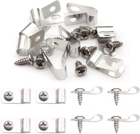 80 Pcs Fence Wire Clamps with Screw Agricultural Fencing Mounting Clips, Stainless Steel Wire Clips Cord Clamp for Mount 12-16 Gauge Welded Wire t...