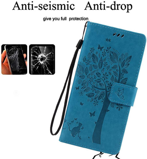 for Samsung Galaxy A10e Wallet Case with Screen Protector,Galaxy A10e PU Leather Protective Case Emboss Love Tree Cat Folio Magnetic with Card Hol...