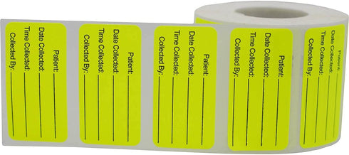 Specimen Collection Medical Healthcare Labels, 1 x 2" Inch Rectangles, 500 Total Per Roll...