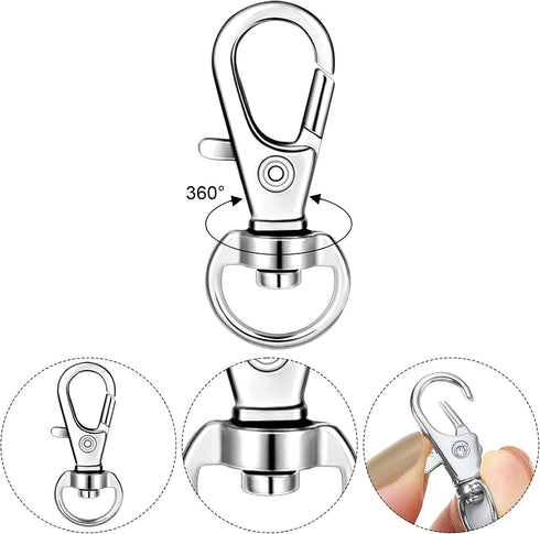 35 Pieces Swivel Clasps Lanyard Snap Hooks Swivel Snap Hooks Metal Keychain Clip Hooks Lobster Claw Clasps for Keychain Key Ring Crafts (Silver)...