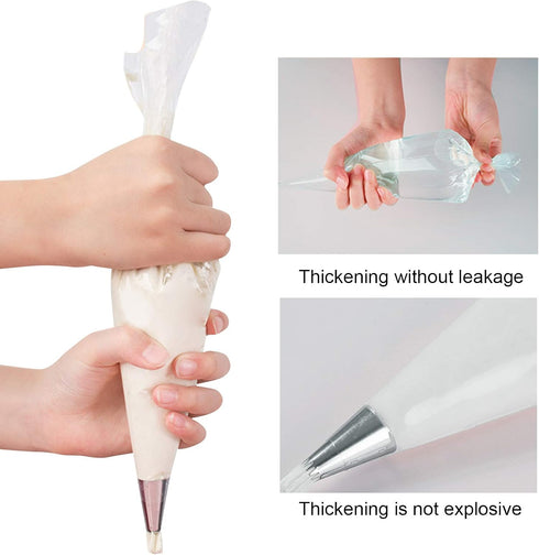 Piping Bags -100 Pack-14-Inch Disposable Cake Decorating Bags Anti-Burst Cupcake Icing Bags for all Size Tips Couplers and Baking Cookies Candy Su...