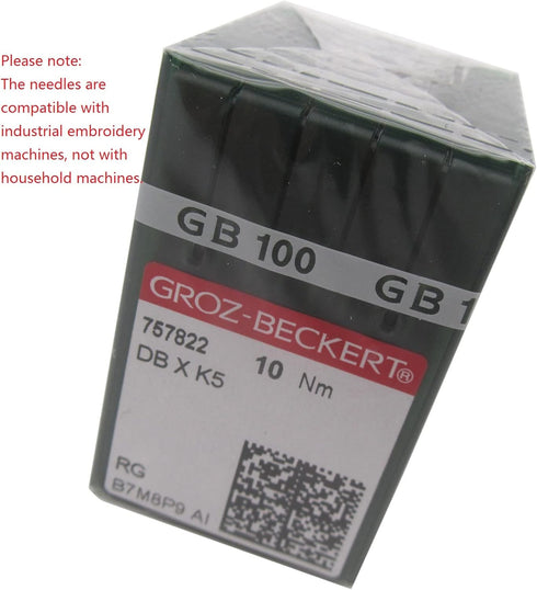 GROZ-BECKERT Needle in CKPSMS Clear Plastic Box- 100 Groz Beckert DBXK5 Industrial Embroidery Sewing Machine Needles Compatible with Tajima Baruda...