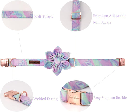 Unique style paws Dog Collar with Flower, Adjustable Dog Collar Flower Pattern, Durable Pet Collar for Small Medium Large Dogs...