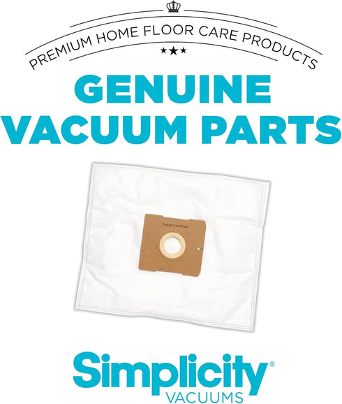 Simplicity Vacuums SZH-6 Jill Canister Vacuum Replacement Bags with Certified Hepa Media, Fits with Simplicity Jill, Jack, and Snap Bagged Vacuum ...