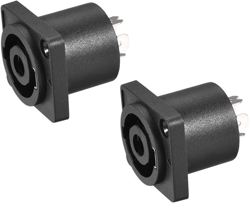 uxcell 4-Pole Speaker Panel Mount Connector,Audio Speaker Jack Twist Lock,Speaker Jack Plate with Metal Insert,2Pcs...