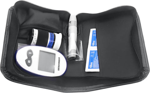PU Leather Glucose Meter Storage Bag, Travel Case Organizer Pouch for Blood Glucose Meter and Accessories, Diabetic Supplies Travel Case, Carrying...