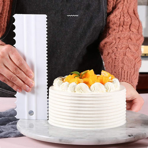 4 Pcs/set Cake Scraper Decorating Plastic Sawtooth Comb Mousse Butter Cream Cake Edge Tools Plastic Sawtooth Cake Icing Smoother Kitchen Baking Ca...
