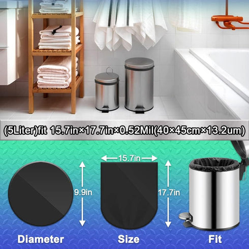 5Liter Small Bin Bags 100 Counts Bin Liners AOSULI 3-5L White Clear Trash/Garbage Bags for Office, Bathroom Pedal Bin,Bedroom Waste Bin,kitchen Fo...
