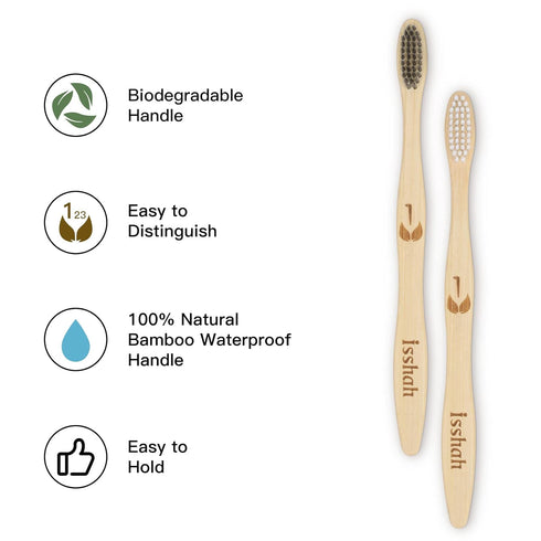 Biodegradable Eco-Friendly Natural Bamboo Charcoal Toothbrushes, FSC Certified and PETA Approved - 12 Count...