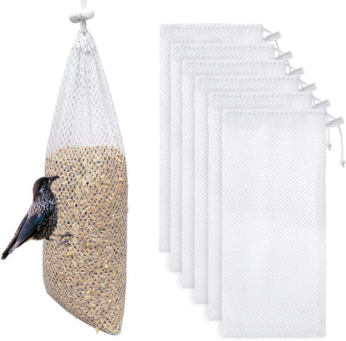 6 Pieces Food Finch Sock Feeder, Thistle Seed Sacks in White, Bird Feeder Socks, Instant Seed Sack Feeder for Wildlife Goldfinch Feeding (White)...
